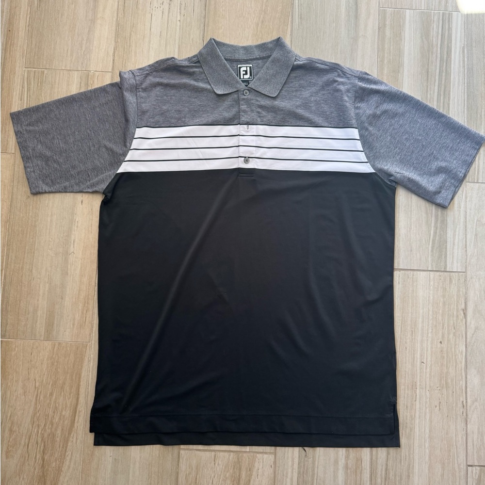 FootJoy Gray and Black Performance Polo Shirt
